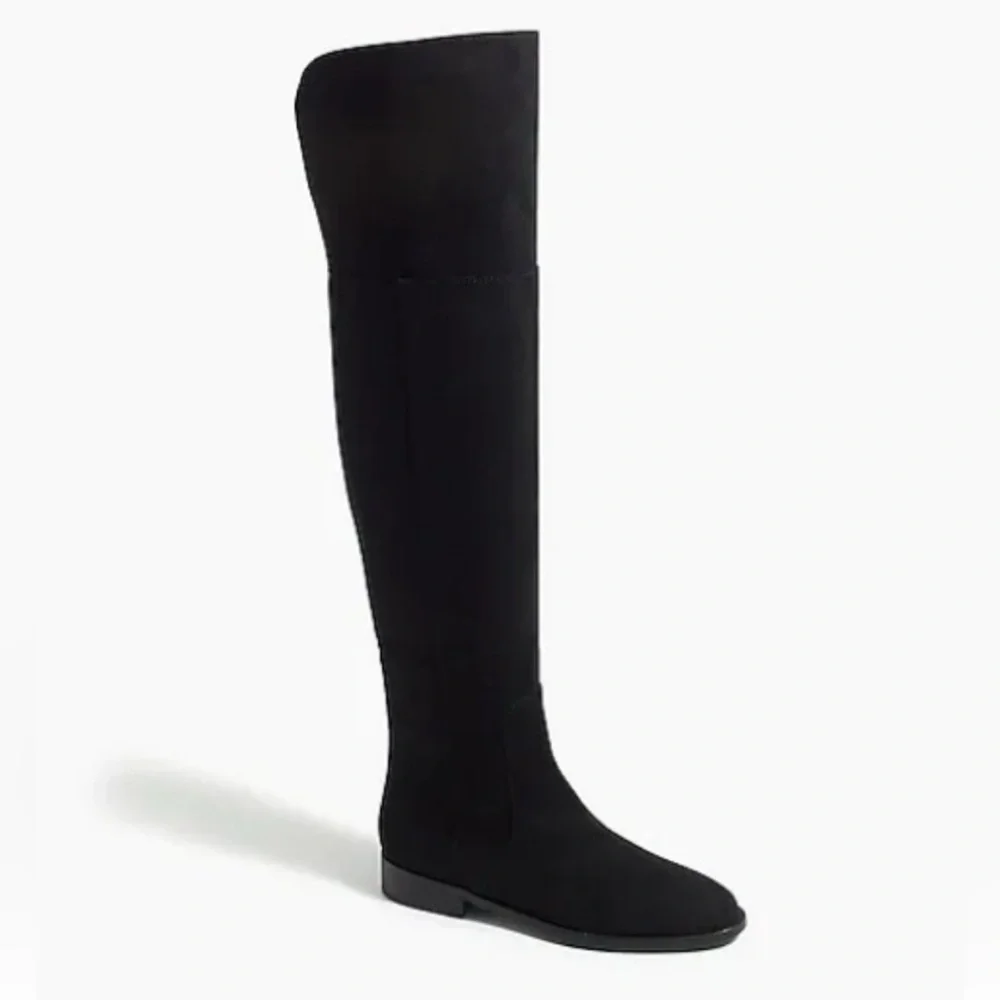NEW J. Crew Factory Over-The-Knee Microsuede Boots‎ Black Size 6 MSRP $198